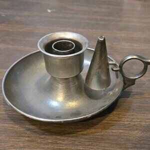 Pewter Chamber Candle Holder with Snuffer